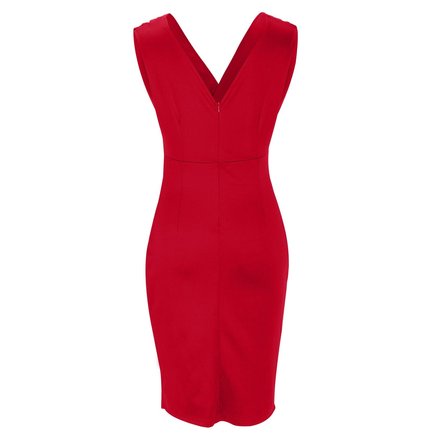 Abito da cocktail midi con scollo a V per invitati a matrimoni - Elegante, lusinghiero