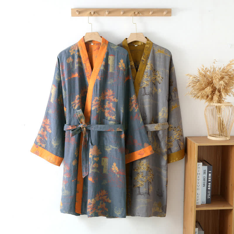 Accappatoio kimono retrò traspirante da donna con cintura