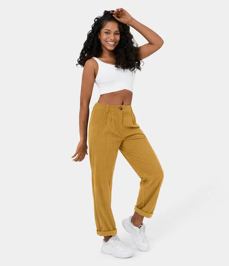 Pantaloni sartoriali eleganti a coste da donna