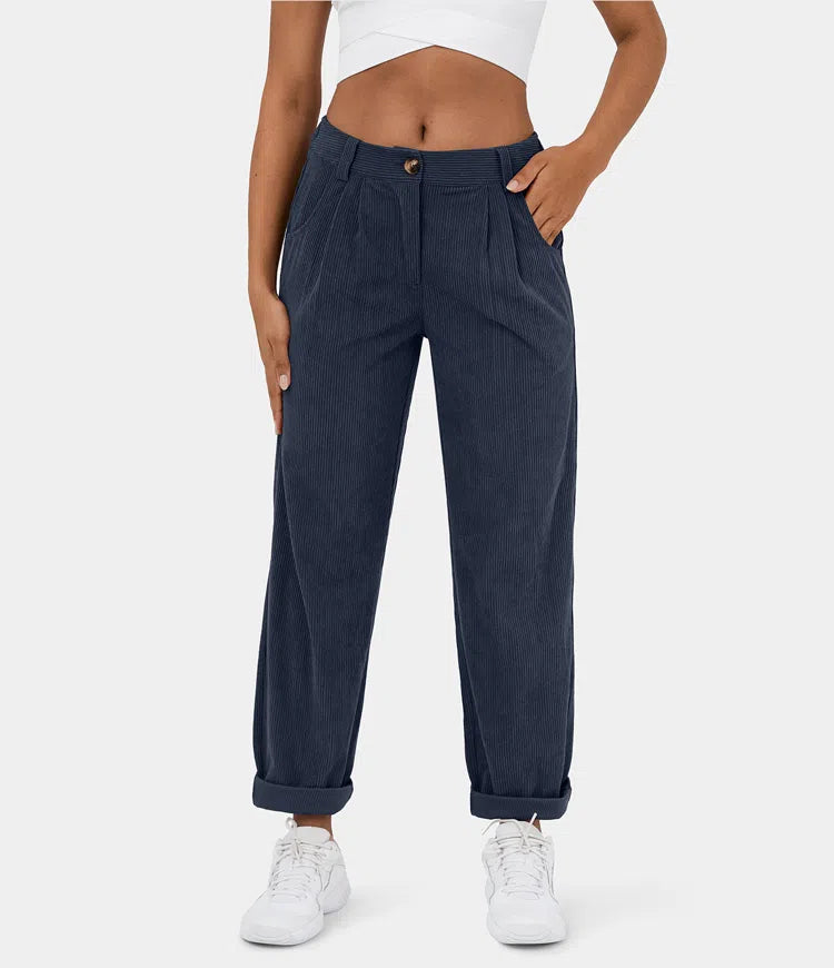 Pantaloni sartoriali eleganti a coste da donna