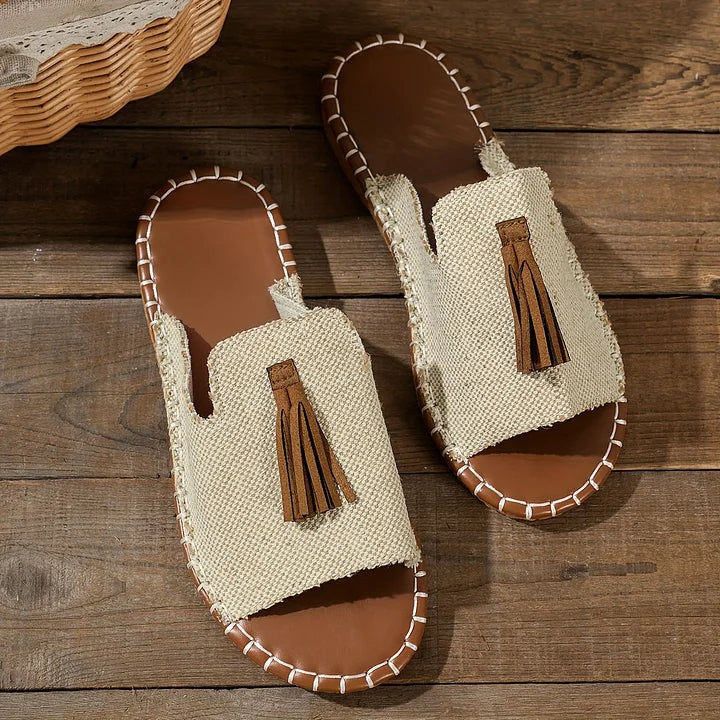 Sandali vintage bohémien con frange da donna