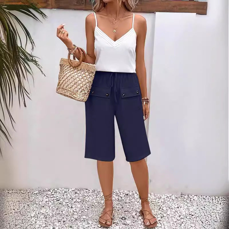 Pantaloncini estivi casual e comodi con coulisse da donna - Leggeri e larghi