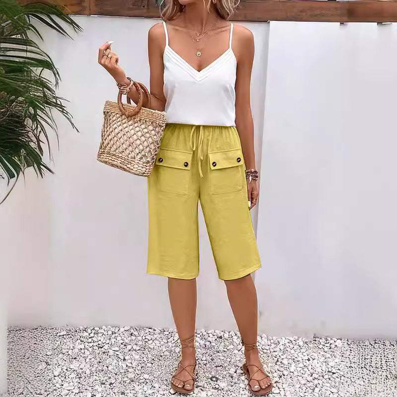 Pantaloncini estivi casual e comodi con coulisse da donna - Leggeri e larghi
