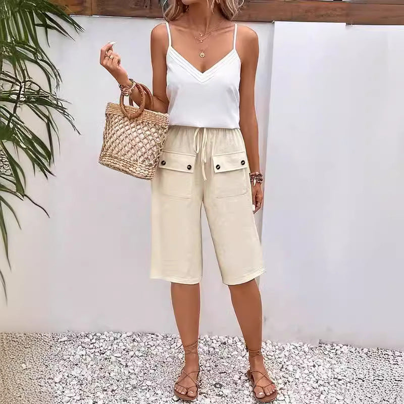 Pantaloncini estivi casual e comodi con coulisse da donna - Leggeri e larghi