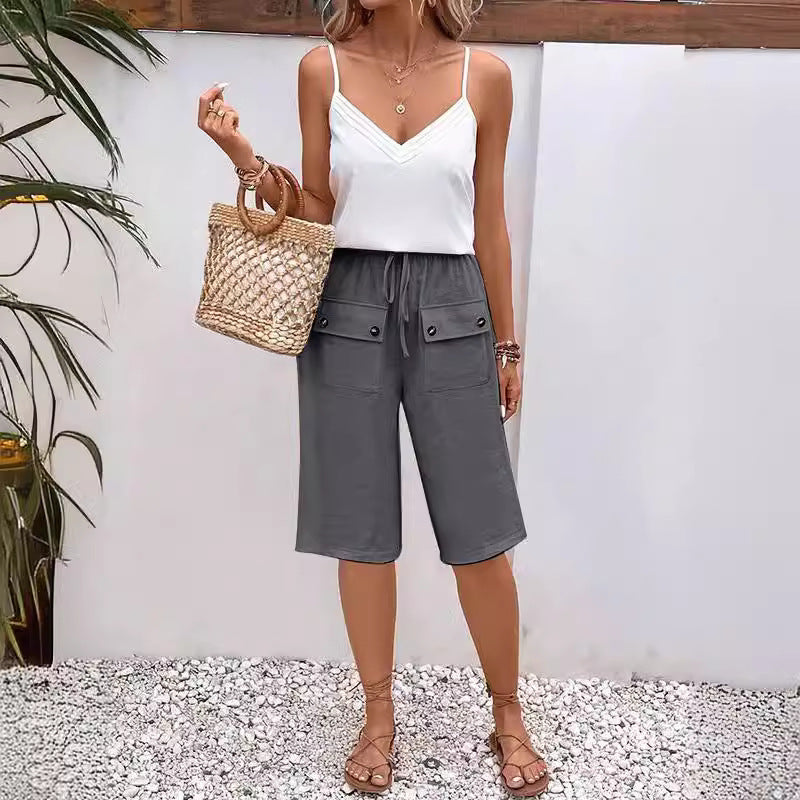 Pantaloncini estivi casual e comodi con coulisse da donna - Leggeri e larghi