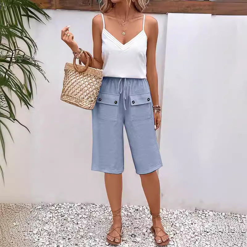 Pantaloncini estivi casual e comodi con coulisse da donna - Leggeri e larghi