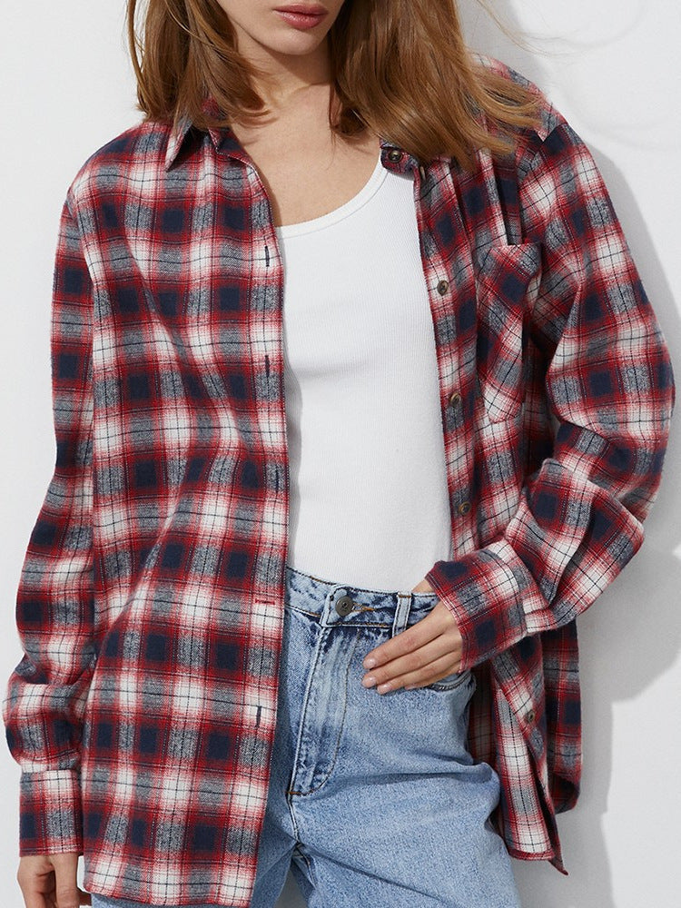 Camicia a quadri morbida Premium da donna