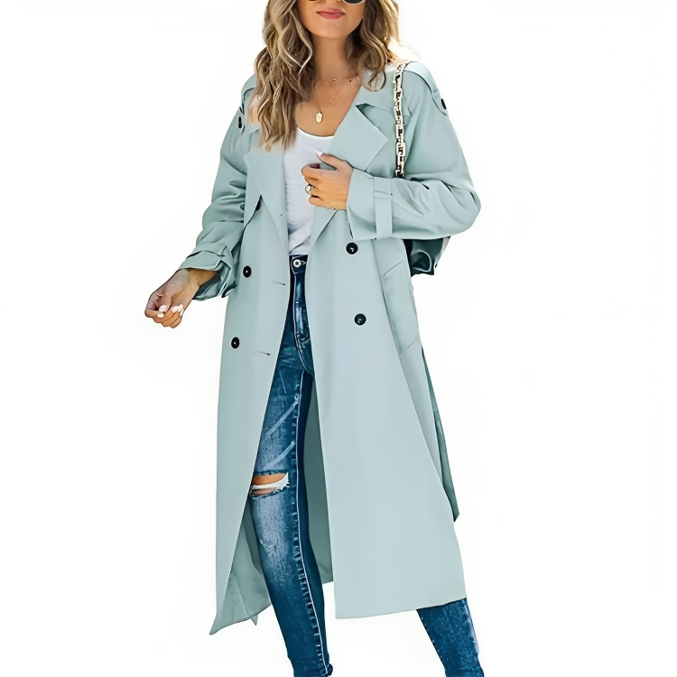 Trench doppiopetto moderno da donna - Cappotto lungo impermeabile
