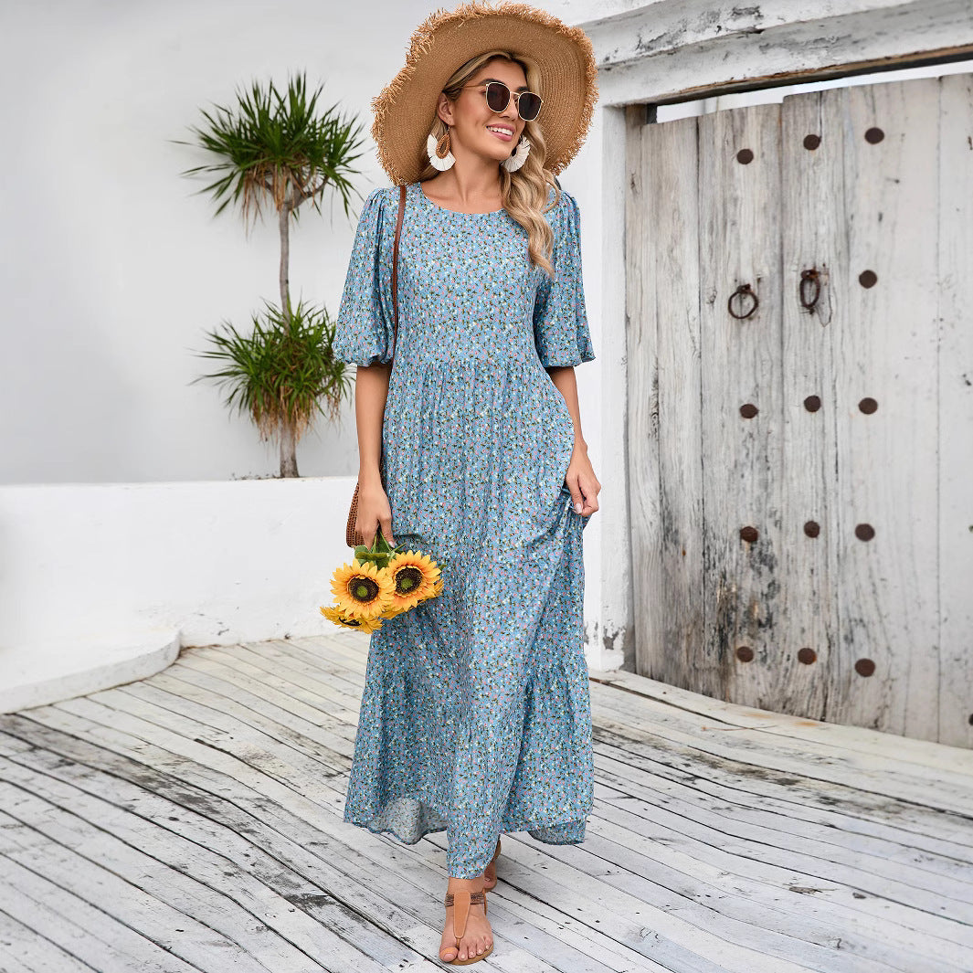 Abito lungo estivo donna con stampa floreale – stile boho chic