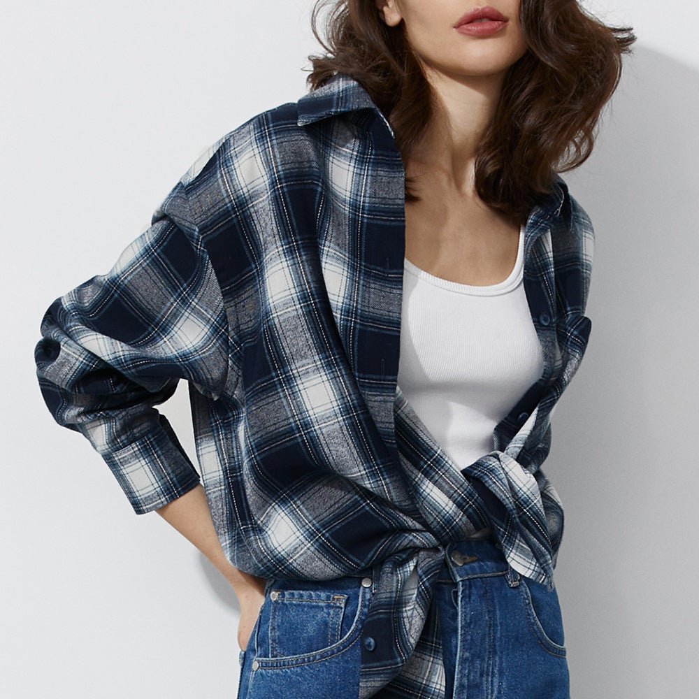 Camicia a quadri morbida Premium da donna