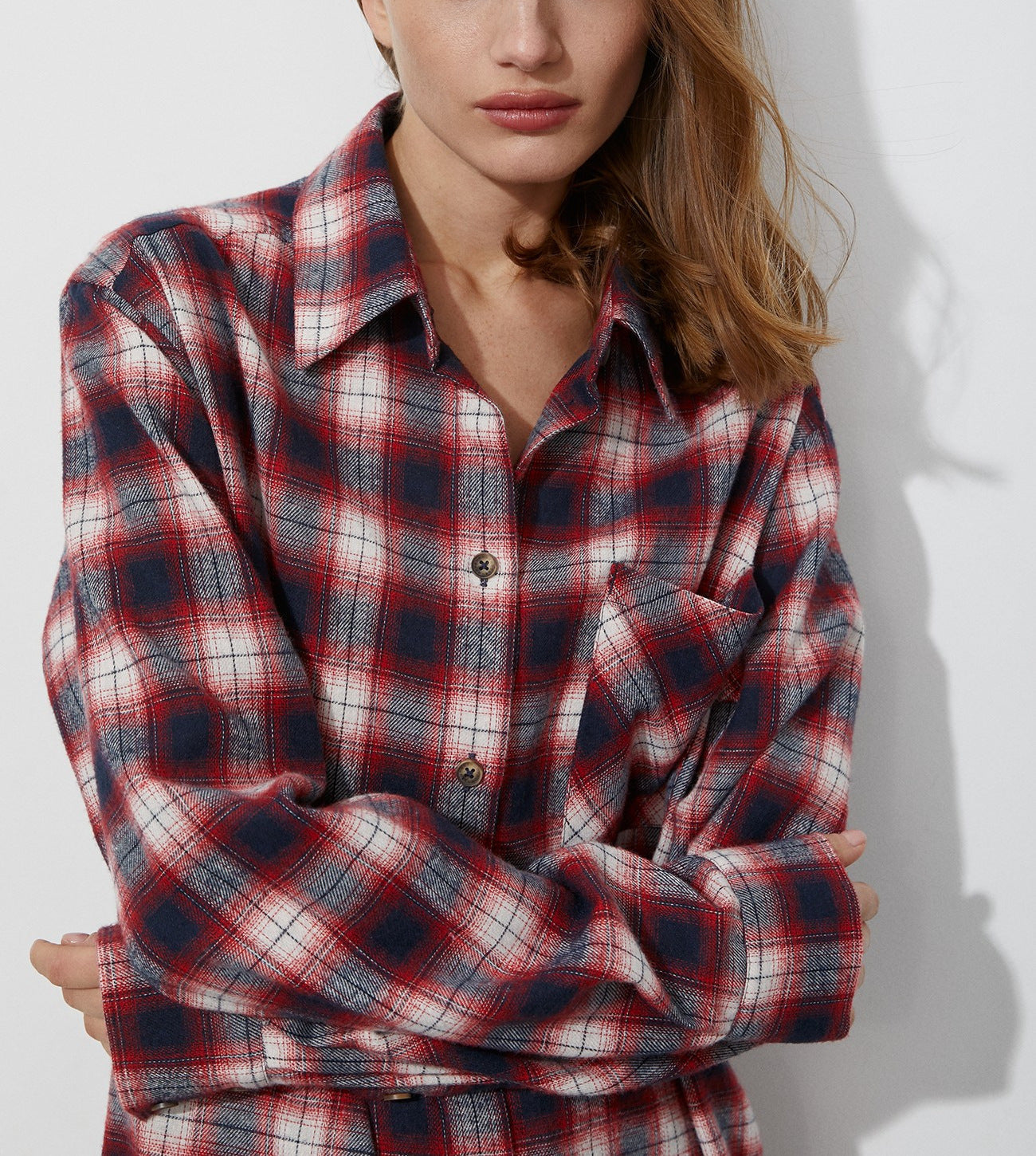 Camicia a quadri morbida Premium da donna