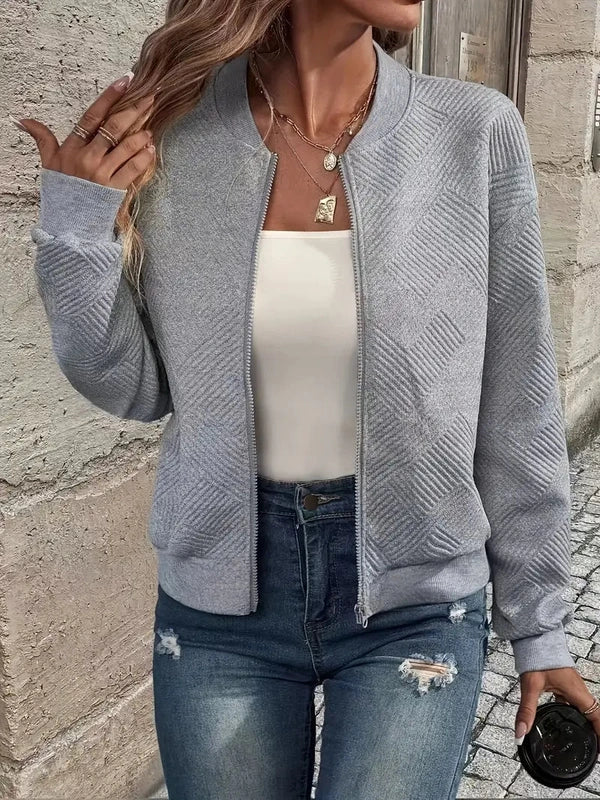 Elegante bomber da donna - Comoda giacca leggera con cerniera
