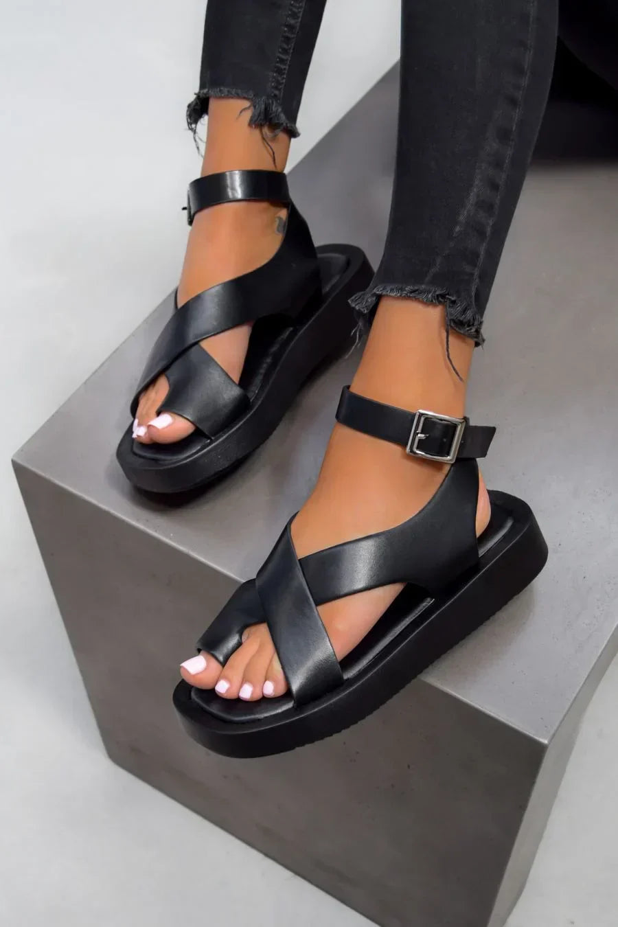 Sandali gladiatore da donna eleganti con suola spessa di alta qualità - Scarpe estive comode e resistenti