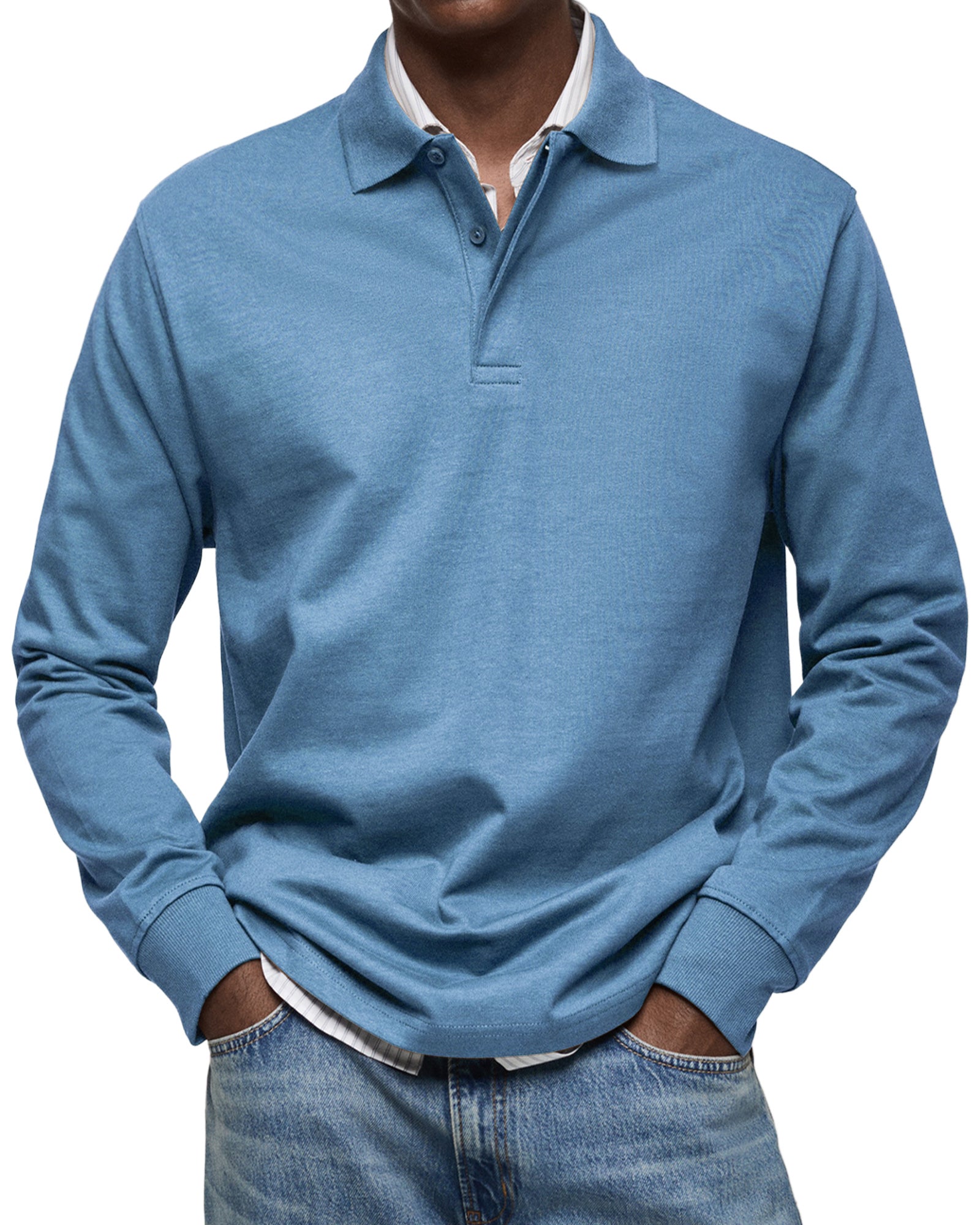 Polo casual a maniche lunghe da uomo