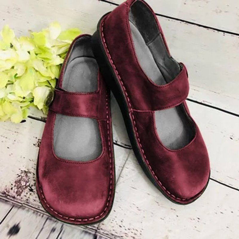 Scarpe da donna in stile retrò comode in pelle scamosciata – Suola morbida leggera e calzature casual per tutti i giorni