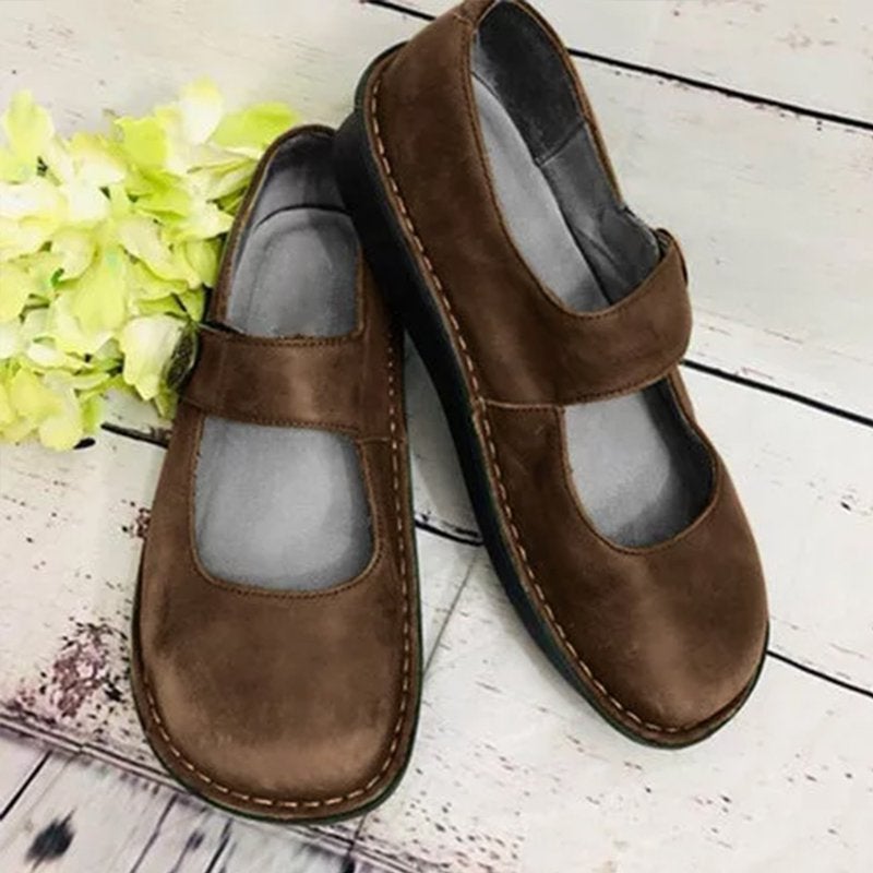 Scarpe da donna in stile retrò comode in pelle scamosciata – Suola morbida leggera e calzature casual per tutti i giorni