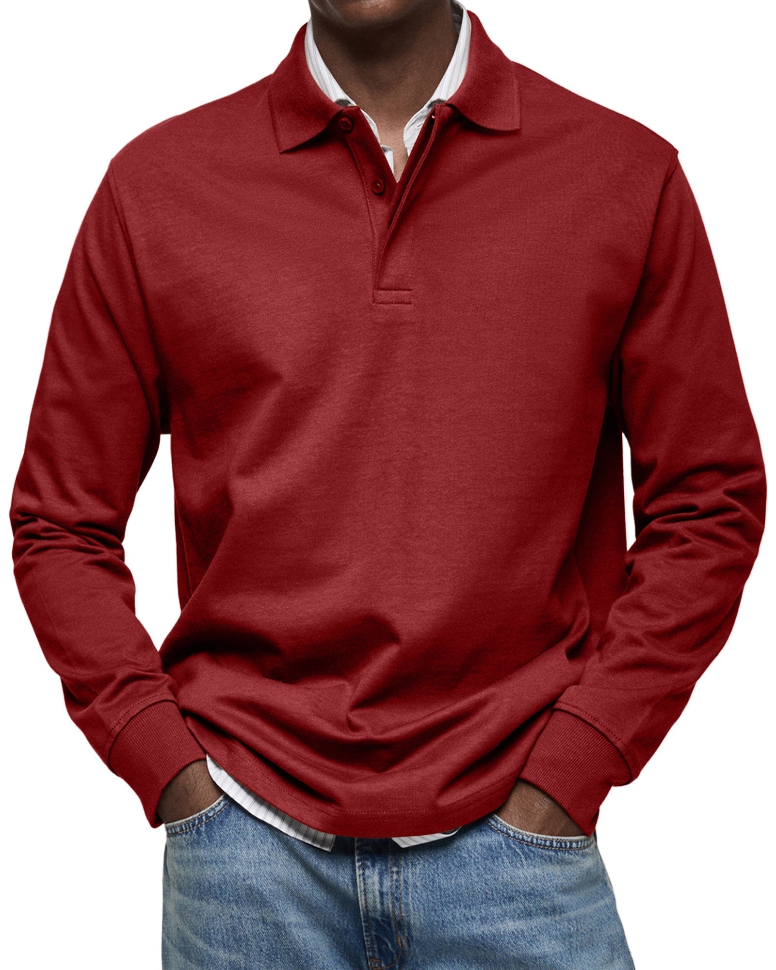 Polo casual a maniche lunghe da uomo