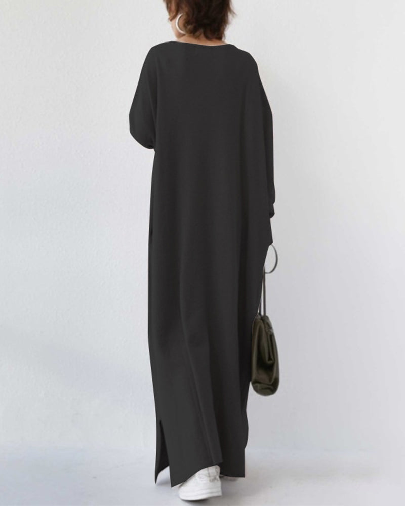 Abito Lungo Casual da Donna a Maniche Lunghe - Vestibilità Ampia