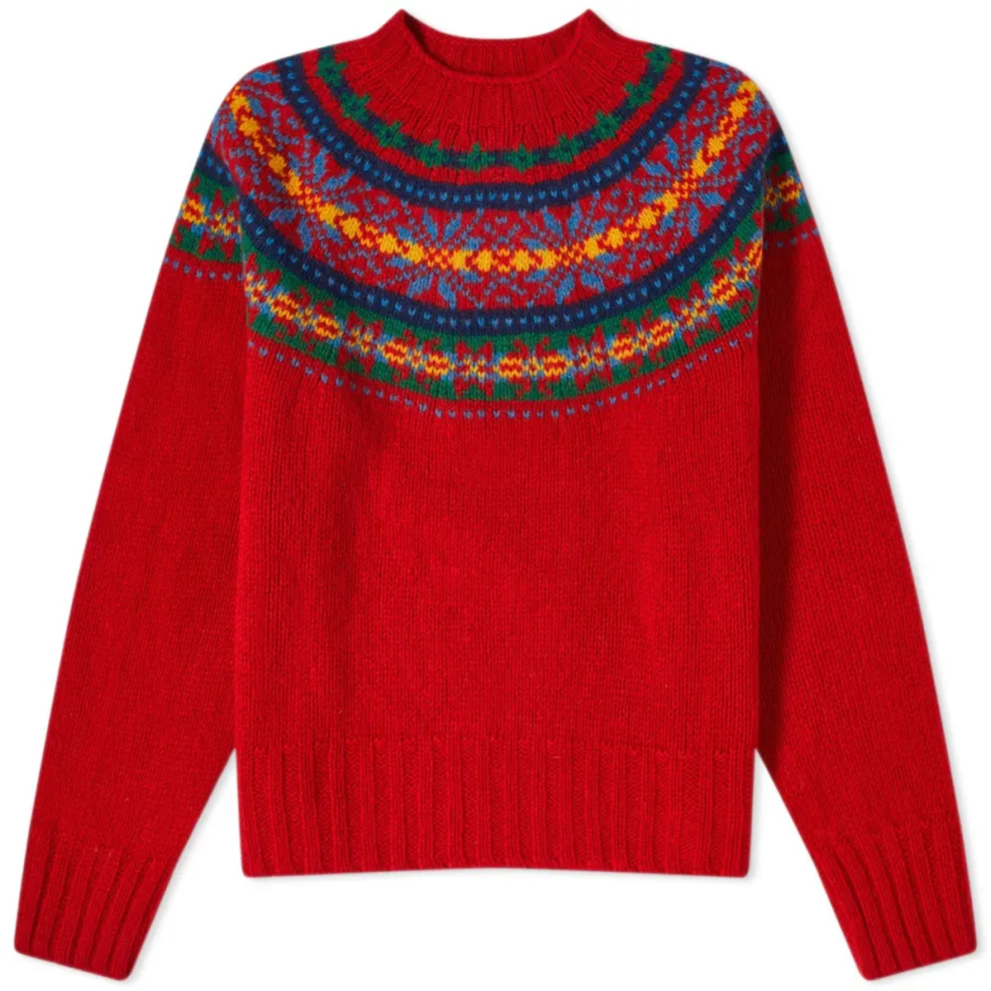 Maglione Fair Isle rosso vintage da donna - Comodo maglione spesso
