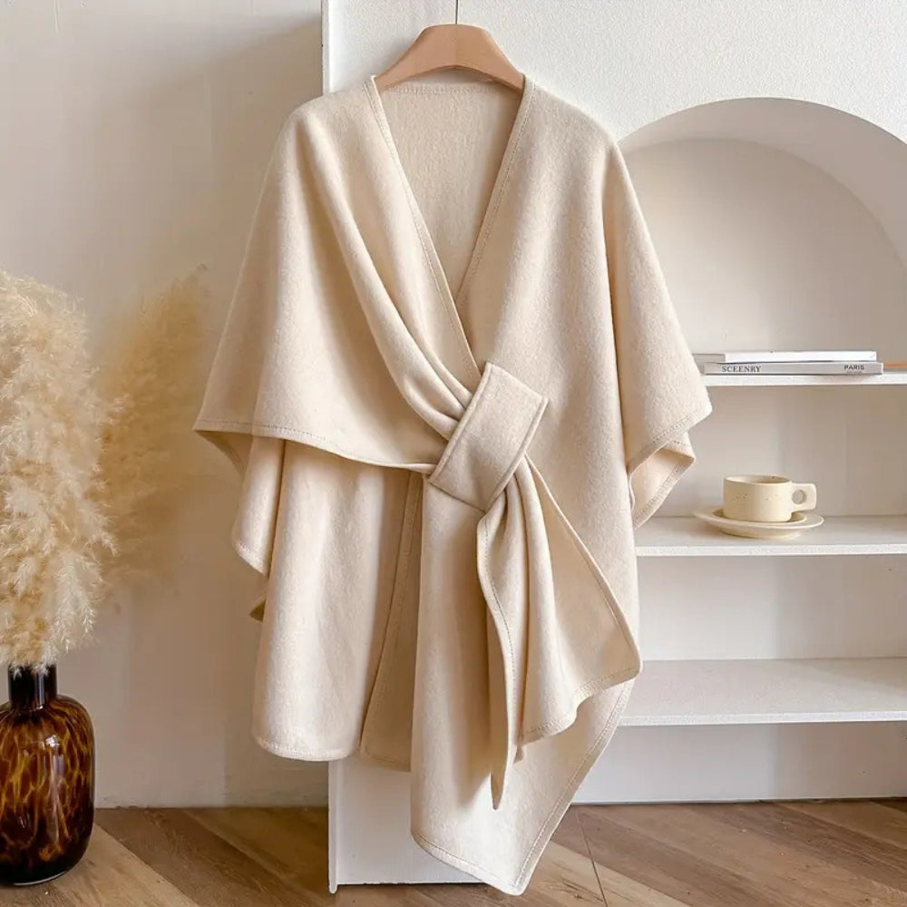 Cappotto elegante da donna con mantella Poncho invernale antivento - Giacca oversize calda con maniche lunghe, morbida e chic in stile scialle per il freddo