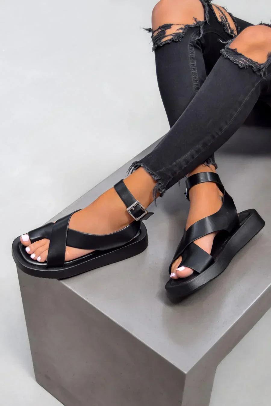 Sandali gladiatore da donna eleganti con suola spessa di alta qualità - Scarpe estive comode e resistenti