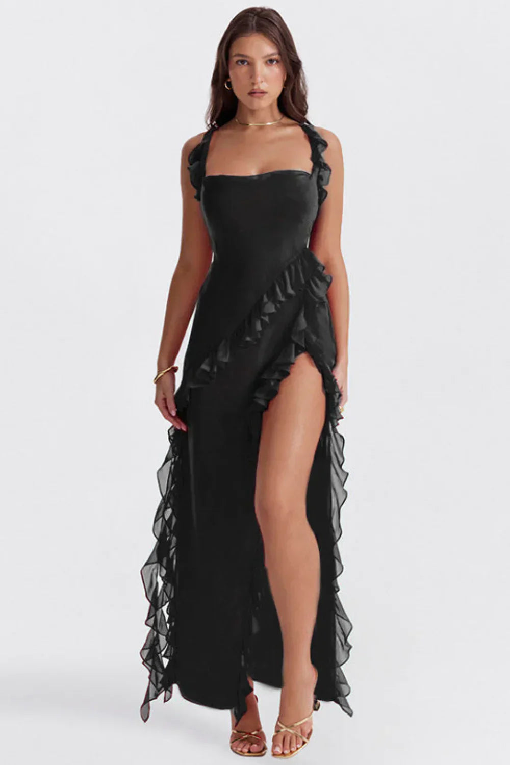 Maxi abito a fessura glamourous da donna