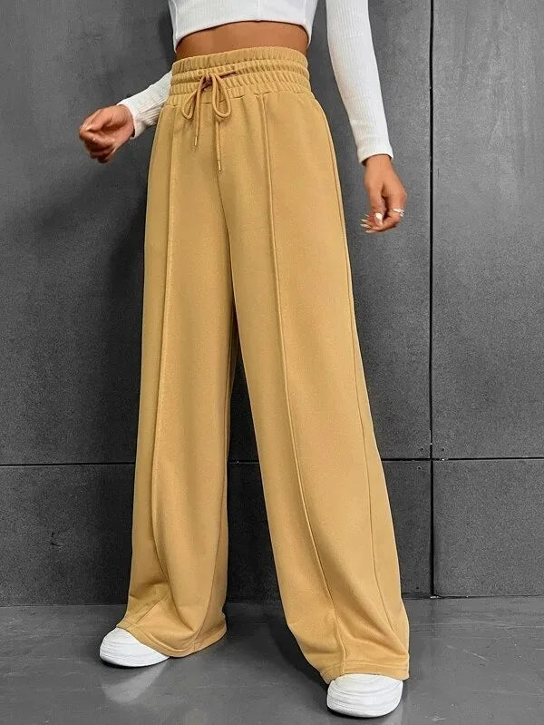 Pantaloni da donna leggeri a vita alta e vestibilità comoda – Comodi pantaloni larghi