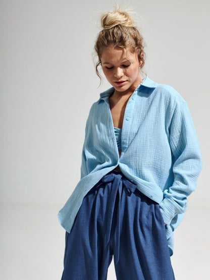 Camicia da donna in cotone Premium a maniche lunghe
