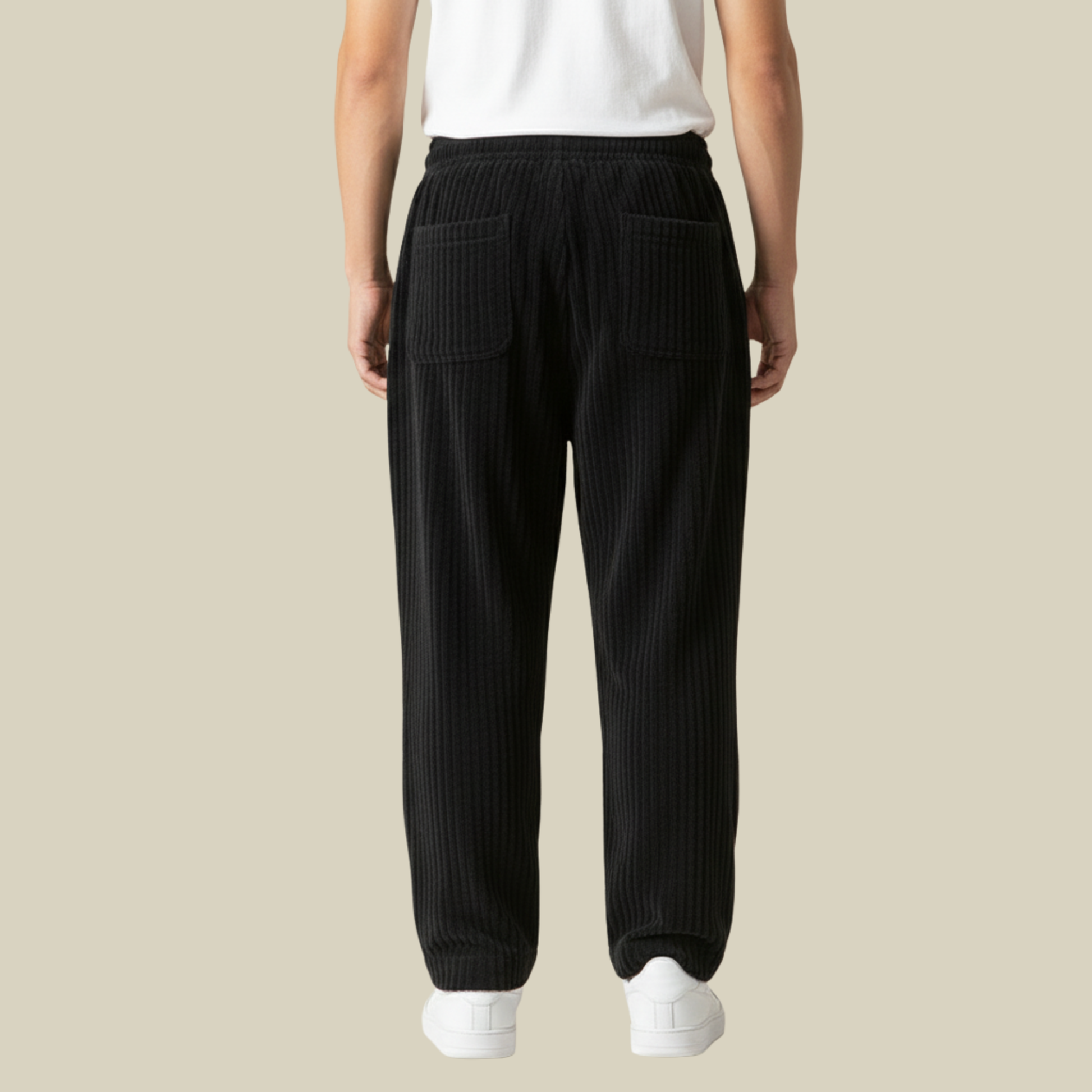 Pantaloni comodi in velluto a coste da uomo – Elastico in vita con tasche