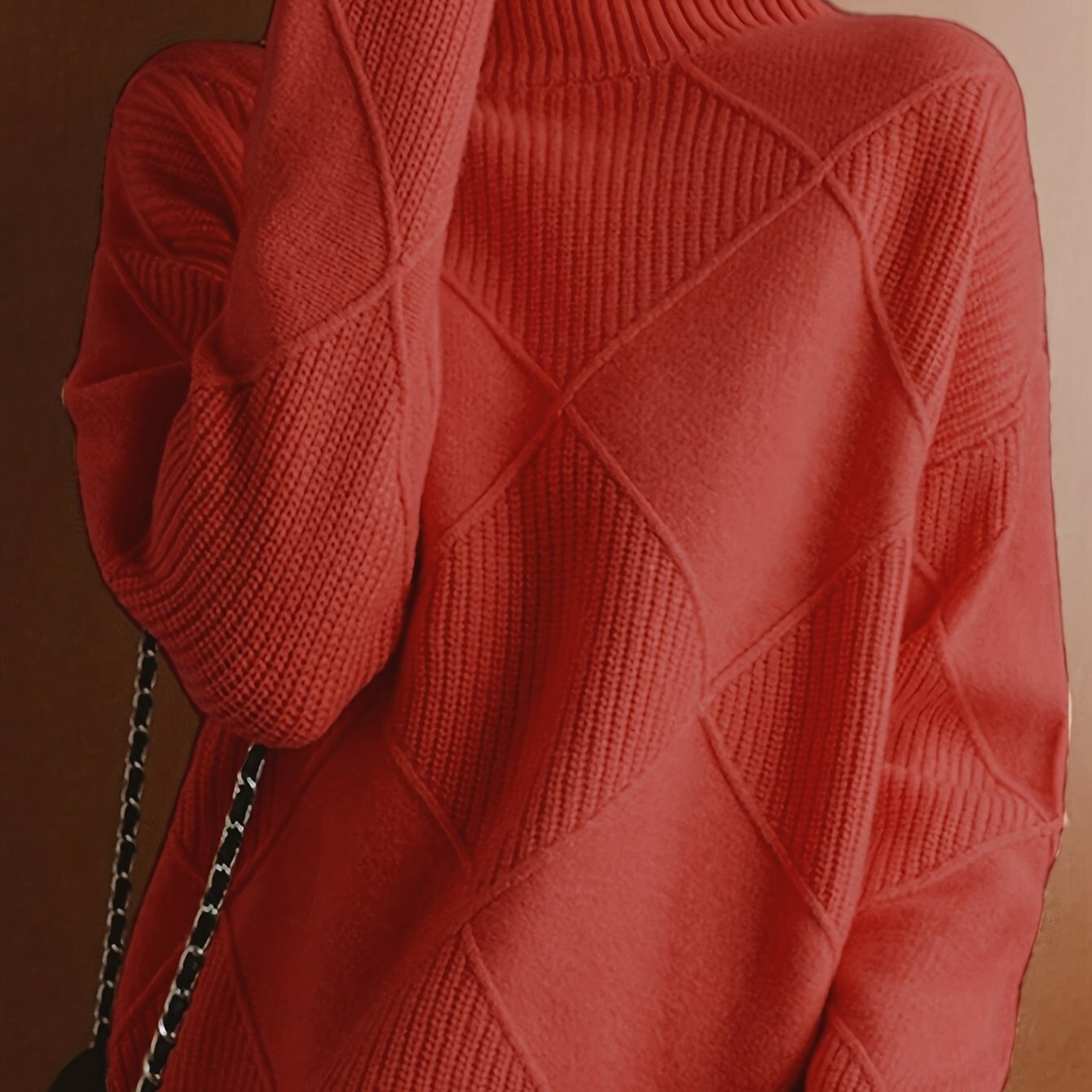Maglione da donna lavorato a maglia con collo alto