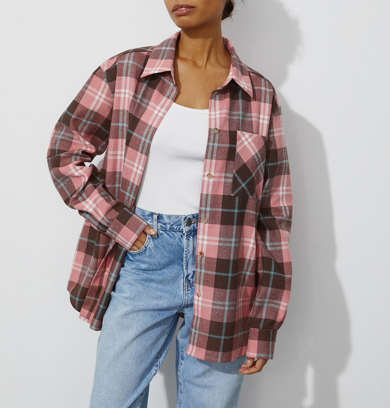 Camicia a quadri morbida Premium da donna