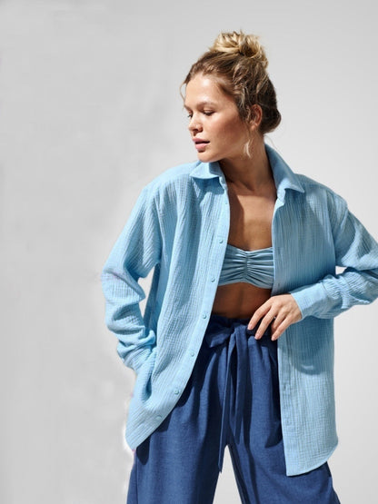 Camicia da donna in cotone Premium a maniche lunghe