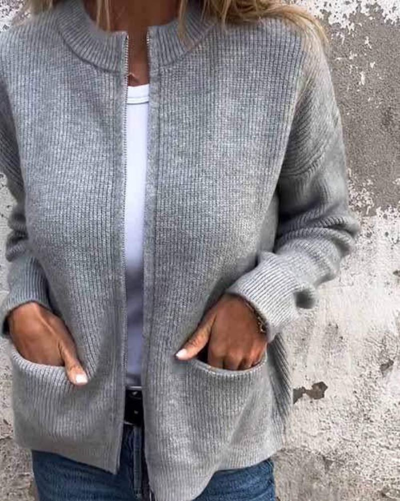 Cardigan da donna in morbido cotone lavorato a maglia - Stratificazione leggera