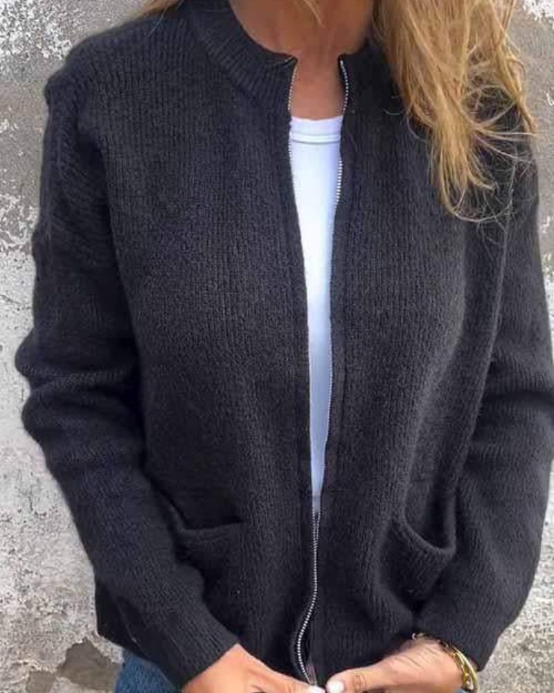 Cardigan da donna in morbido cotone lavorato a maglia - Stratificazione leggera