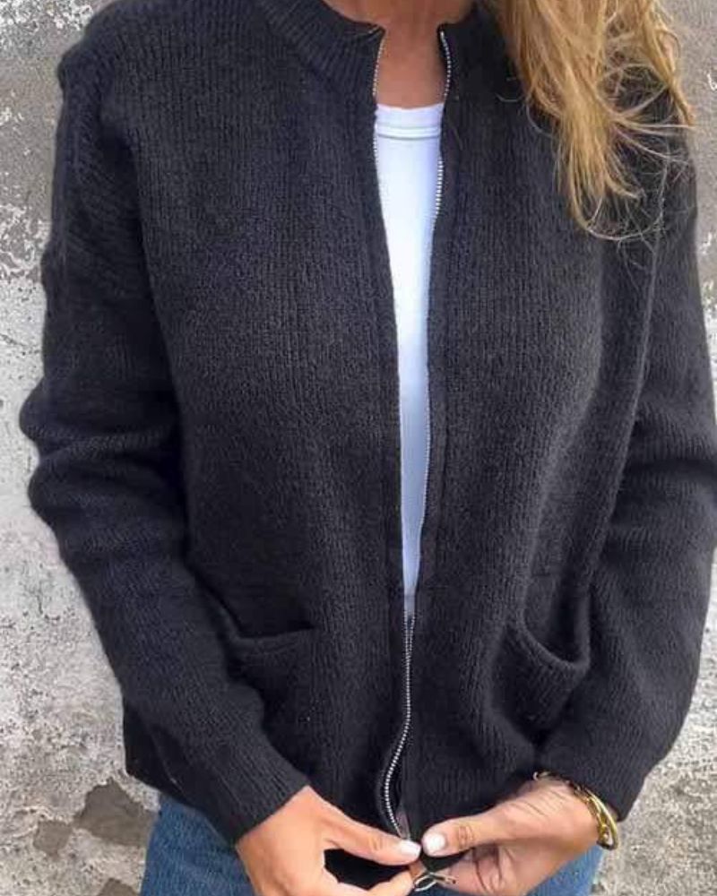 Cardigan da donna in morbido cotone lavorato a maglia - Stratificazione leggera