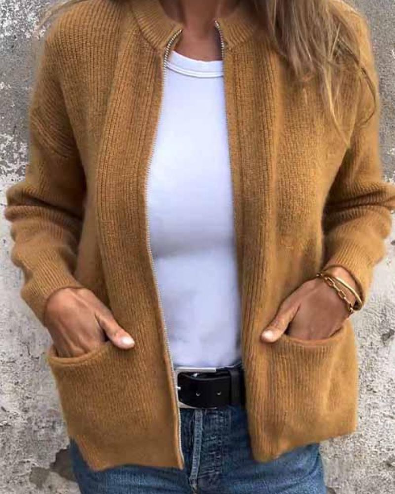 Cardigan da donna in morbido cotone lavorato a maglia - Stratificazione leggera