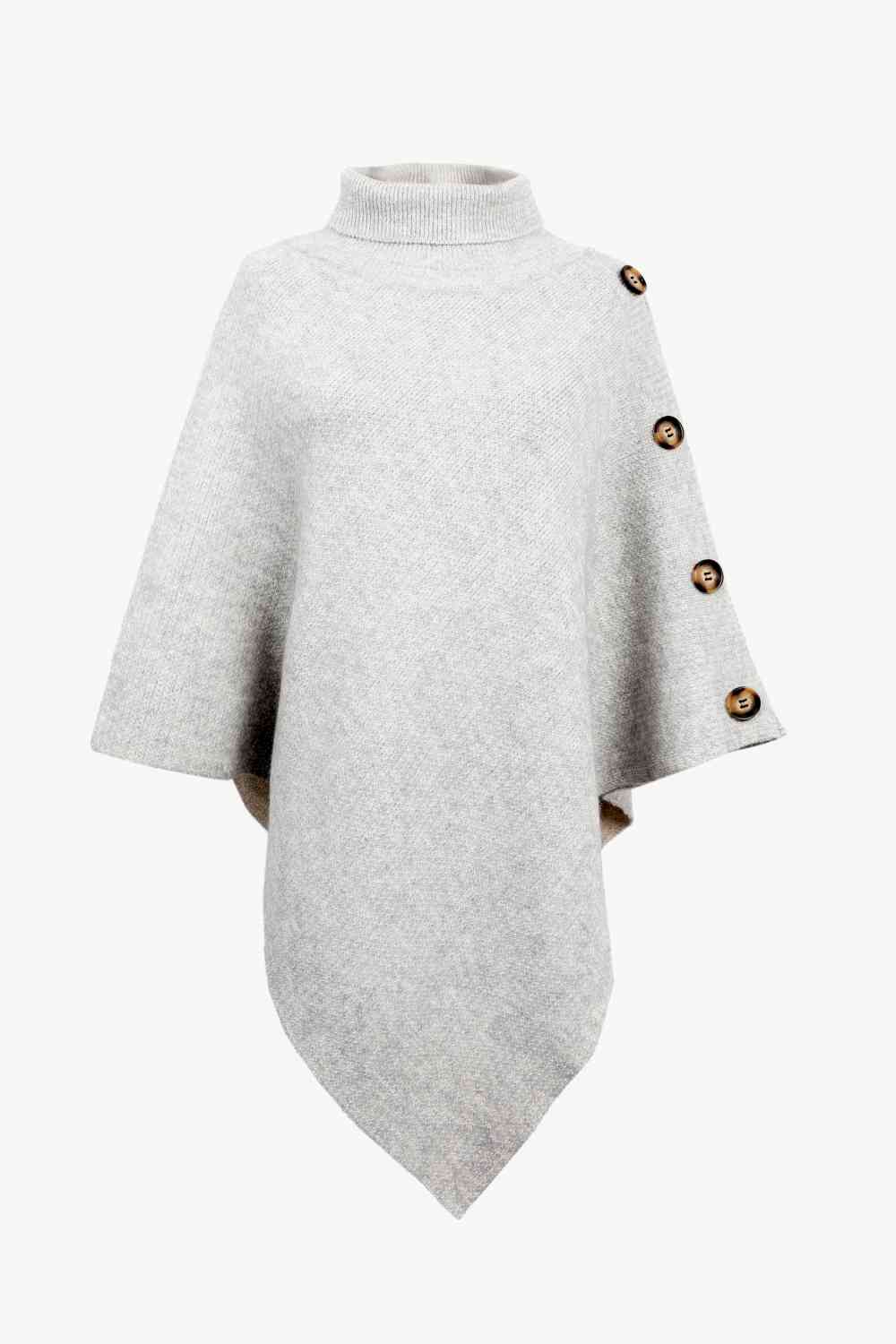 Maglione poncho da donna - elegante maglia con collo alto
