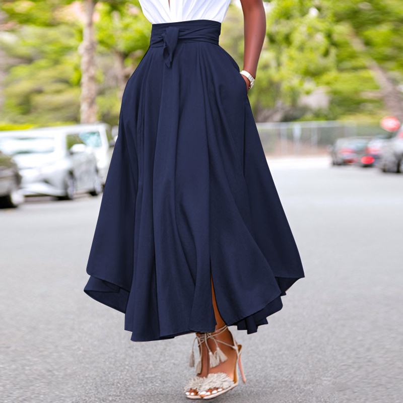 Gonna lunga classica fluida e vintage da donna