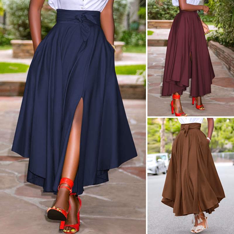 Gonna lunga classica fluida e vintage da donna