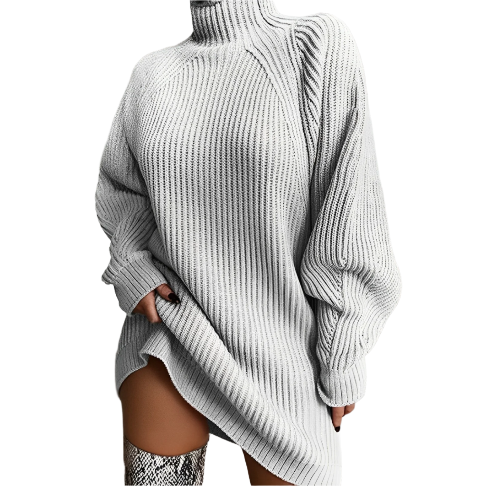 Abito maglione oversize a collo alto da donna