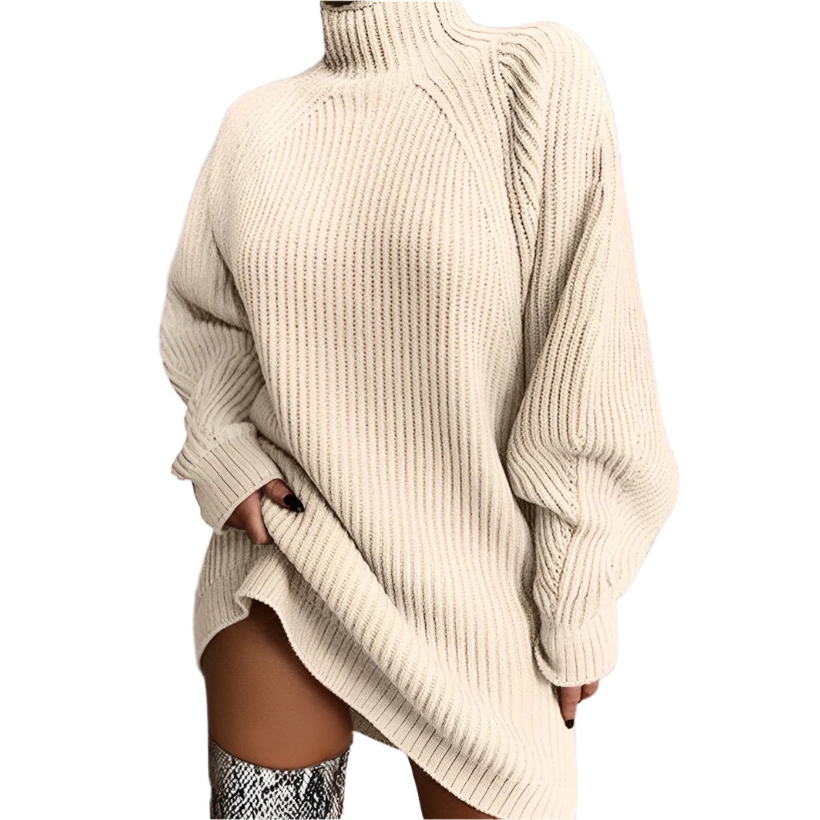Abito maglione oversize a collo alto da donna