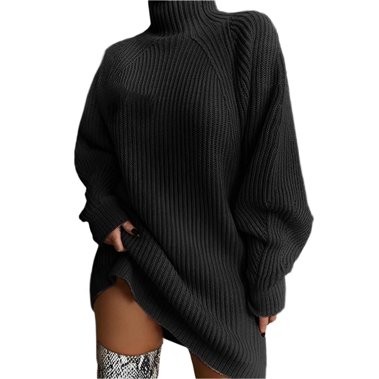 Abito maglione oversize a collo alto da donna
