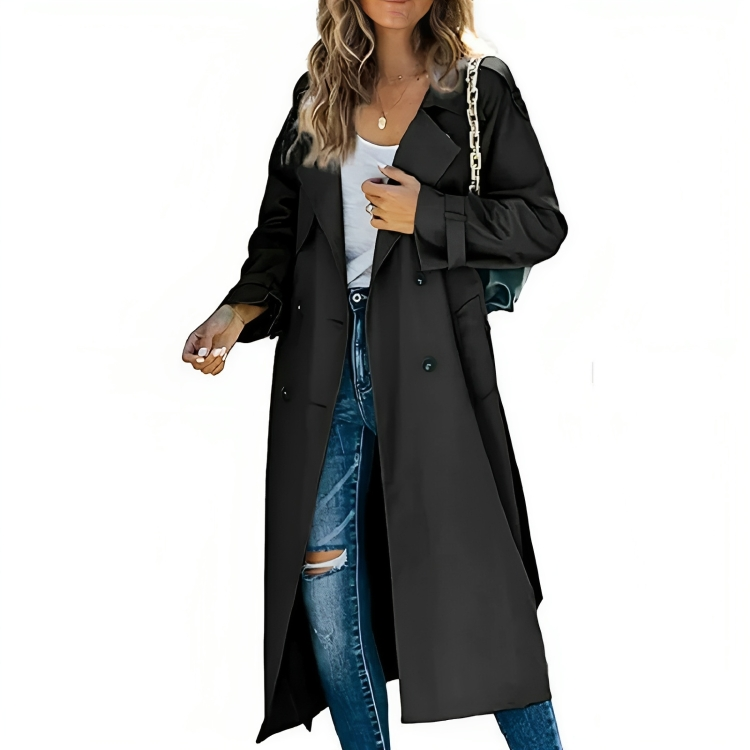 Trench doppiopetto moderno da donna - Cappotto lungo impermeabile