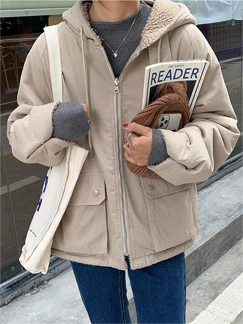 Parka in pile reversibile da donna - Abbigliamento invernale caldo