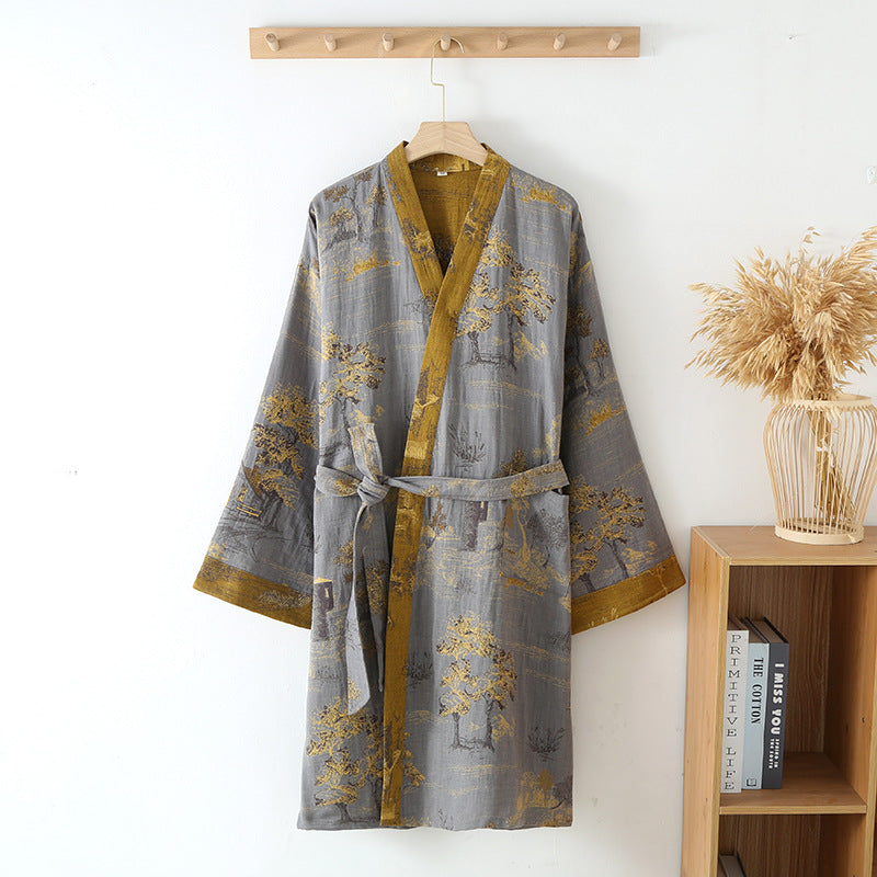 Accappatoio kimono retrò traspirante da donna con cintura