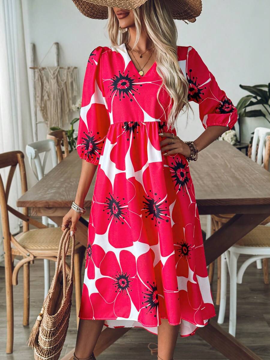 Vestito estivo da donna – maxi abito floreale casual