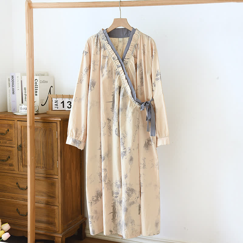 Camicia da notte in cotone stile inchiostro morbido da donna