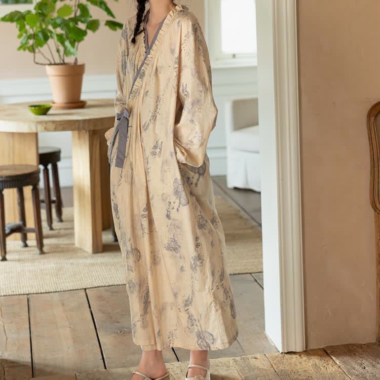 Camicia da notte in cotone stile inchiostro morbido da donna