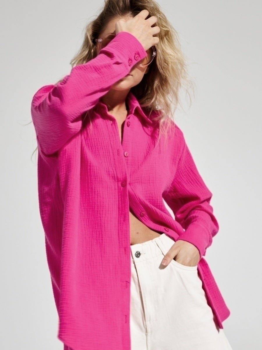 Camicia da donna in cotone Premium a maniche lunghe