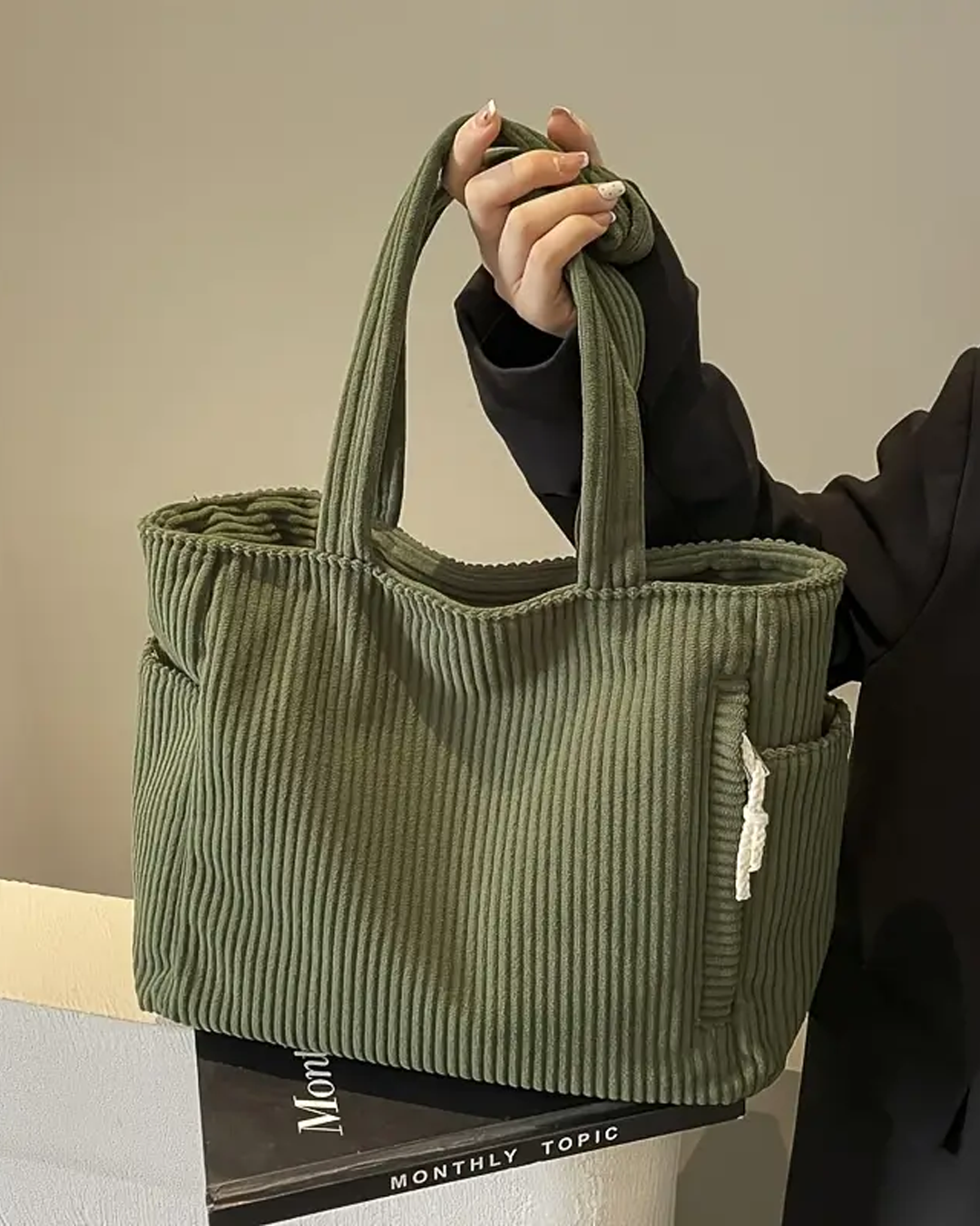 Borsa a Spalla Elegante a Coste da Donna - Borsa Capiente